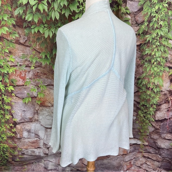 EILEEN FISHER Linen Mint Green Quiet Luxury Open Cardigan, 3X - Picture 5 of 11